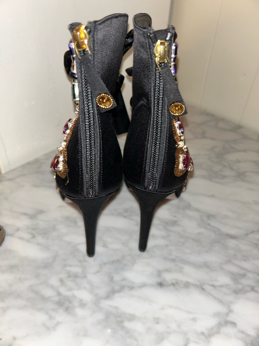 Fausto Puglisi Satin Bejewelled Bootie - Picture 10 of 13